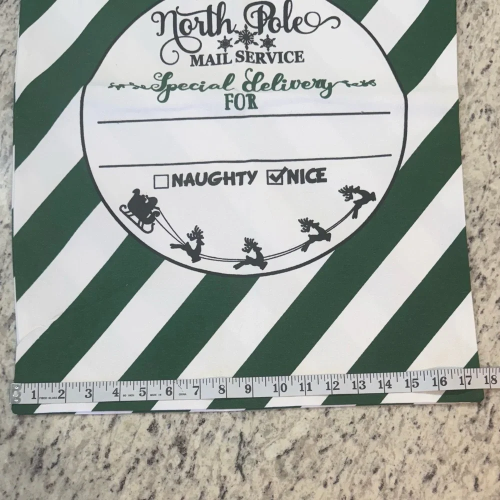 North Pole Mail Service Green and White Gift Bag.  I have 2 of these available.